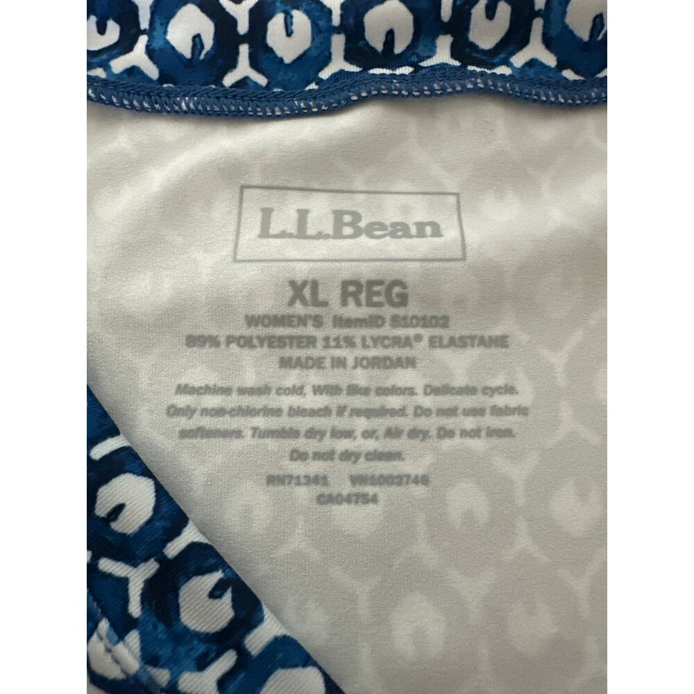 L.L. Bean Short Sleeve Fitness Dress Size XL Nautical Geometric Print Blue White - Picture 12 of 16